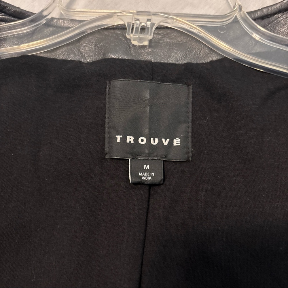 Trouve Soft Leather Moto Jacket Gunmetal Gray Stretch Women SZ Med Asymmetrical - Picture 3 of 16